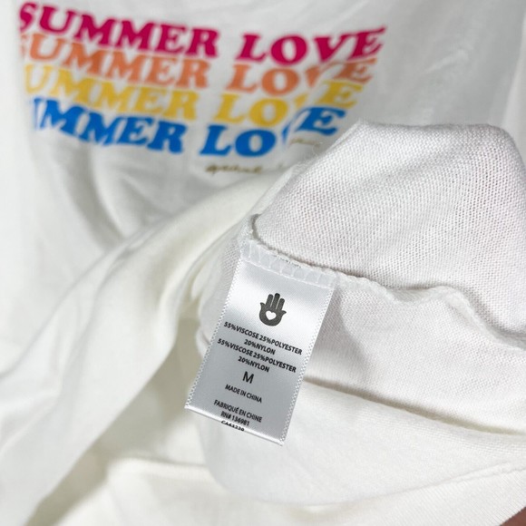 Spiritual Gangster Summer Love Graphic Sweater Women's White Pullover Medium NEW - Picture 7 of 9